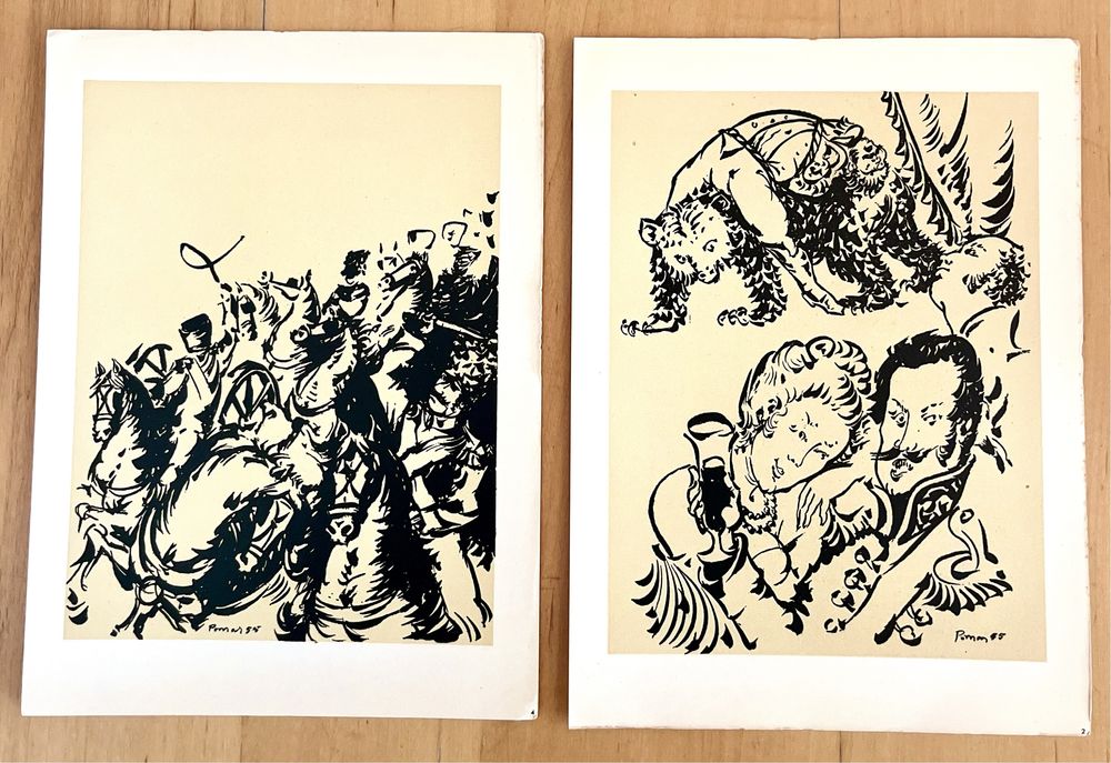 Conjunto de 24 ilustrações de Júlio Pomar I Assinadas à Mão