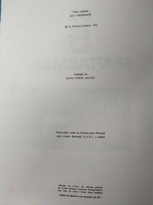 Ric Hochet e os 5 Fantasmas. Edição Bertrand 1977, Como Novo