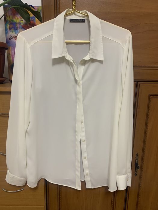 Белая шифоновая блузка р.48