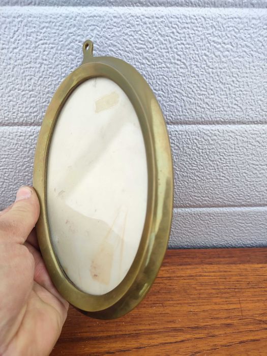 Mosiężna owalna ramka do zdjęć - Masywna - design - 2