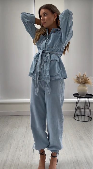 Джинси-джогери Zara блакитні світлі M, 100% бавовна, ідеальний стан