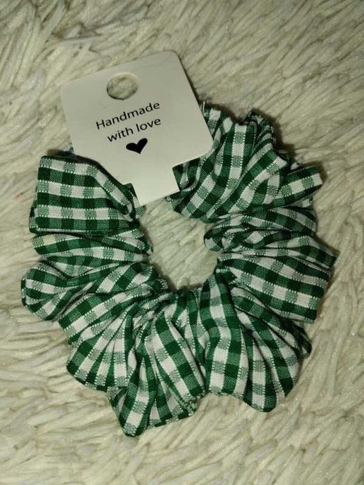 Gumka scrunchie / zielona kratka