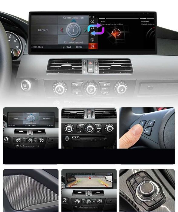 CarPlay Android Auto Radio GPS Nawigacja DAB+ Opcja WiFi 4G USB MP3 YouTube Bluetooth Android BMW 3  E90 E91 E92 E93 14,9 cala