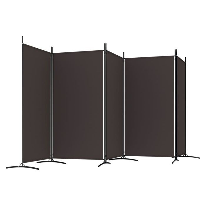 vidaXL Parawan 5-panelowy, brązowy, 433x180 cm, tkanina