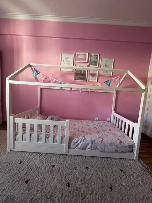 Cama infantil casa Pinho 90x200 branco