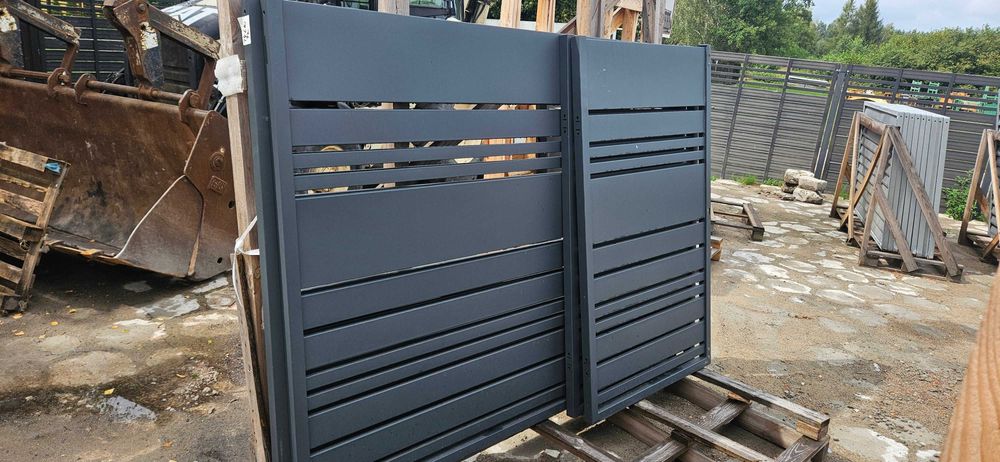 Brama Dwuskrzydłowa palisadowa + FURTKA 1,5h, 4m ANTRACYT ,PROMOCJA
