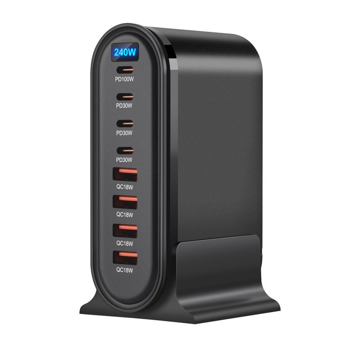 Szybka ładowarka lapto żep telefon 240W 8 portów USB C + 3 kable
