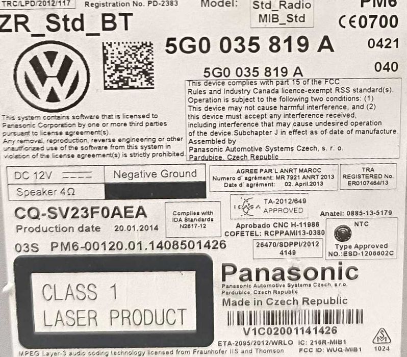 Rádio / Auto Rádio VW GOLF VII (5G1, BQ1, BE1, BE2) ano 2012