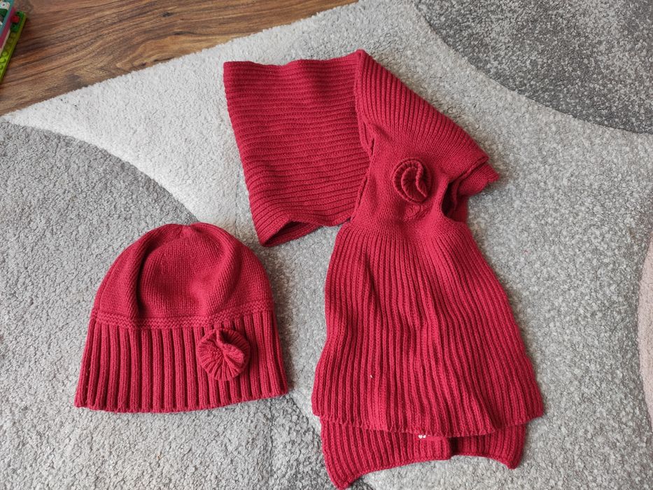 Komplet dziewczęcy czapka + szal, dziecięcy