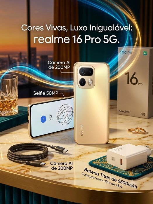 Realme 16 Pro 8GB/256GB  200MP e 144 HZcomo novo + Oferta Carregador