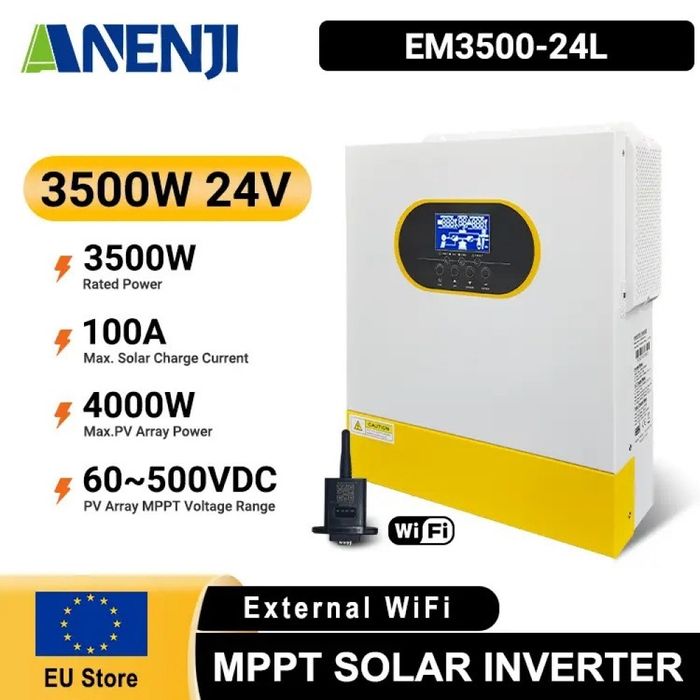 3,5 кВт Комплект інвертор Anenji + акумулятор 24V 100Ah.Резервне живле