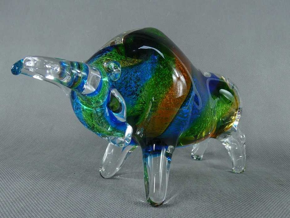 Figura szkło MURANO kolorowy BYK byczek figurka 25,5 cm
