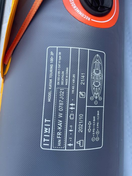 Canoa Kayak Insuflável Itiwit Amarelo p/ 2 pessoas