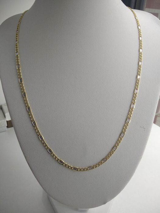 Złoty łańcuszek z białym złotem 585 długość 60 cm 883