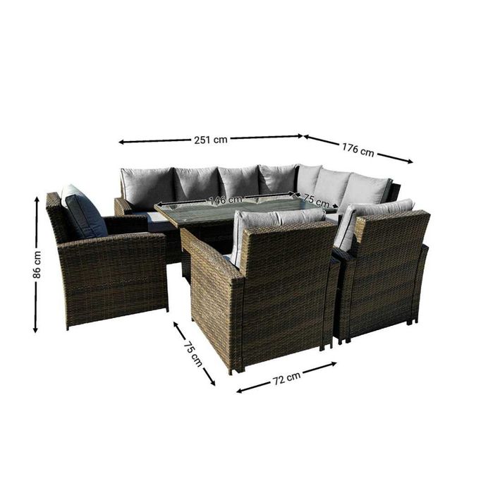 Narożnik Ogrodowy Zestaw Wypoczynkowy Technorattanowy 2 Kolory Premium