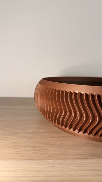 Taça Decorativa Terracota Textura Ondulada
