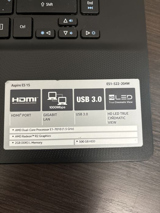Ноутбук чорний ACER