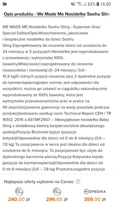We Made Me Soohu Sling Superstar nosidło dziecka