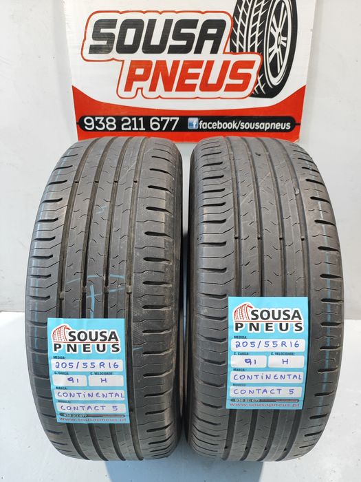 2 Pneus semi novos 205-55R16 Continental - 85 euros Oferta dos portes