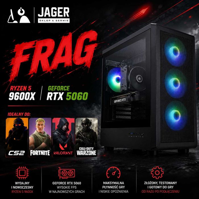 Komputer do eSportu FRAG Ryzen 5 9600X RTX 5060 - pytaj o film!