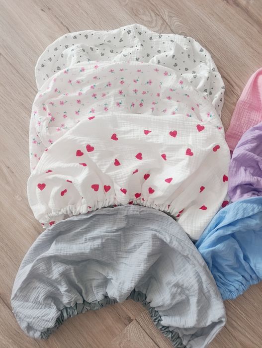 Муслінове простирадло  на гумці наматрасник бавовняний у візочок люльк