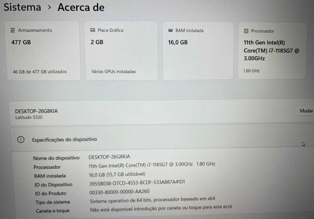 Portátil DELL Latitude 5520 i7