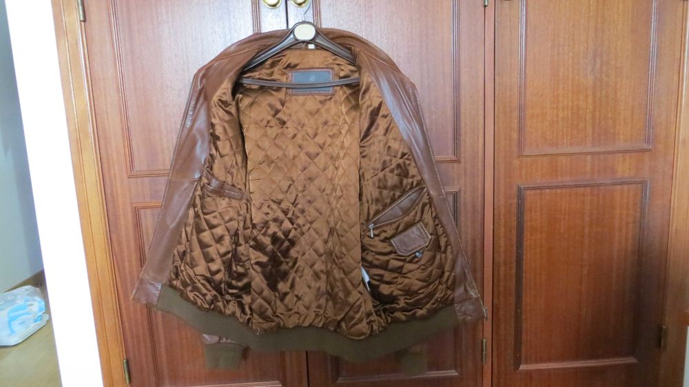 Casaco de pele homem, castanho, tamanho 50