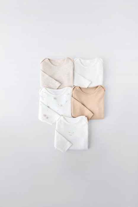 Дитячі боді ZARA 5 шт, нюдові відтінки, нові, 62 розмір (1-3 міс)