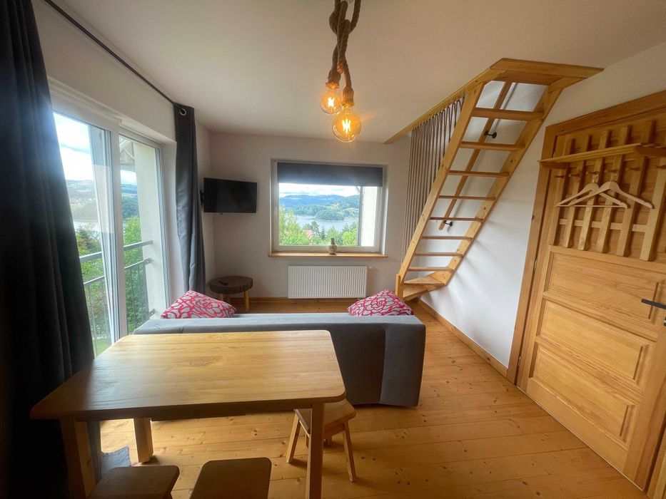 apartament nad jeziorem, sauna, jacuzzi, basen, weekend, widok, cisza