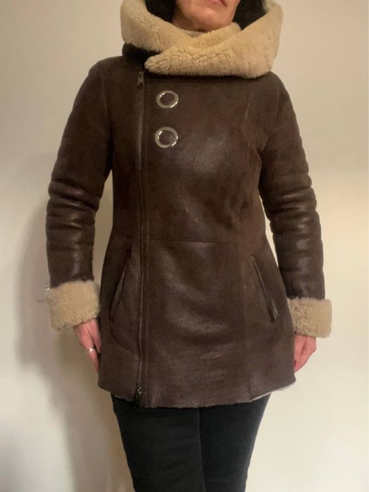 Дублёнка натуральная капюшон M-L