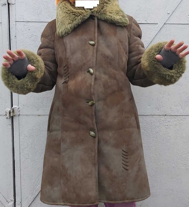 Дубленка коричневая женская 50-52 размера