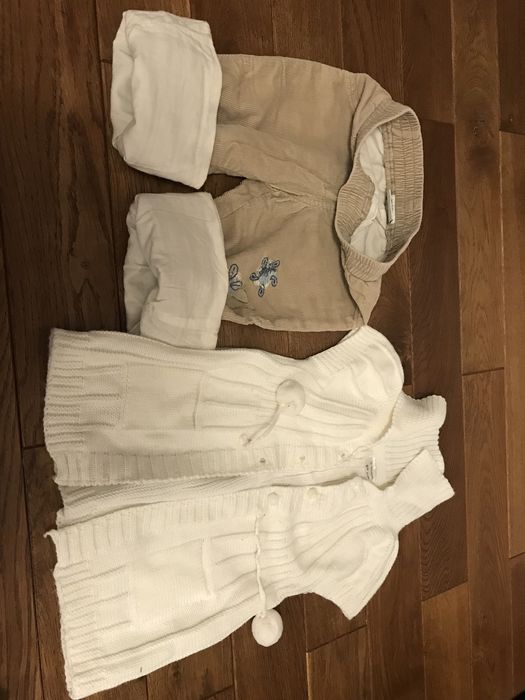 Zestaw 9 szt. dla dziewczynki r.86 spodnie, sweterek+ 2 czapki gratis