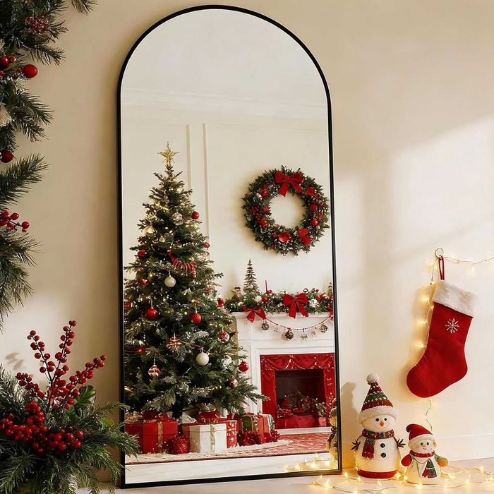 Nowe lustro / lusterko / stojące / półokrągłe / czarne / 163x53 !K620!