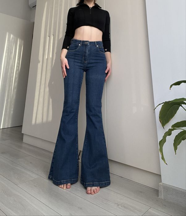 Джинсы высокая талия клеш bootcut flared 36 34 s xs 2000s 90s винтаж