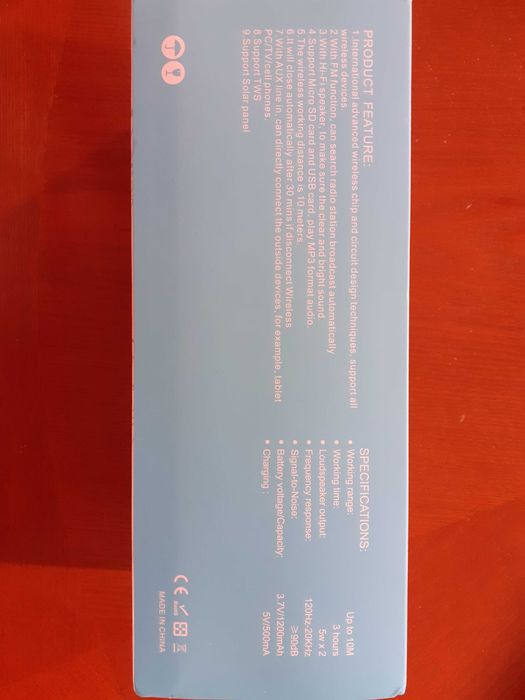 Coluna Bluetooth T&G com leitor cartões, FM e painel solar