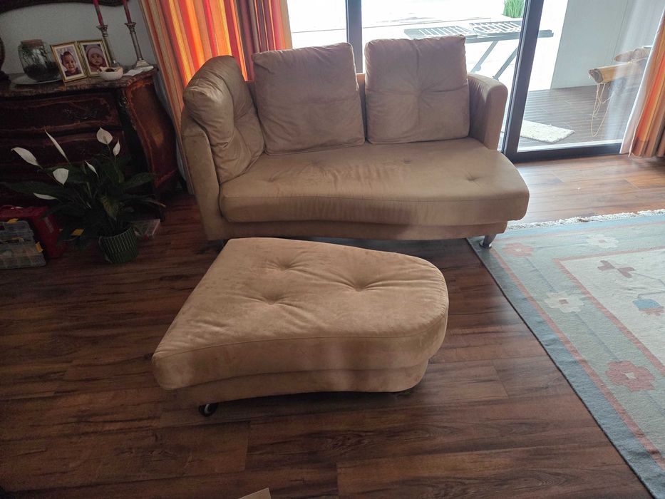 3 sofás tecido/pele camurça