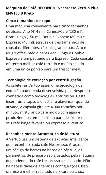 DELONGHI Nespresso Vertuo Plus ENV150.B Preto
