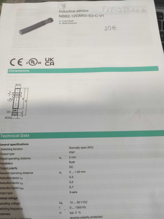 Sensor indutivo 12mm pnp 24vdc PEPPERL+FUCHS
