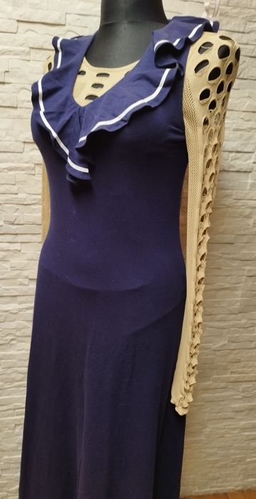 ?Sukienka marynarska Ralph Lauren 36/38 S/M bawełna,modal,granat maxi