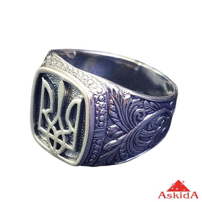 Каблучка печатка Тризуб срібло Мужская кольцо Герб серебро 978604910