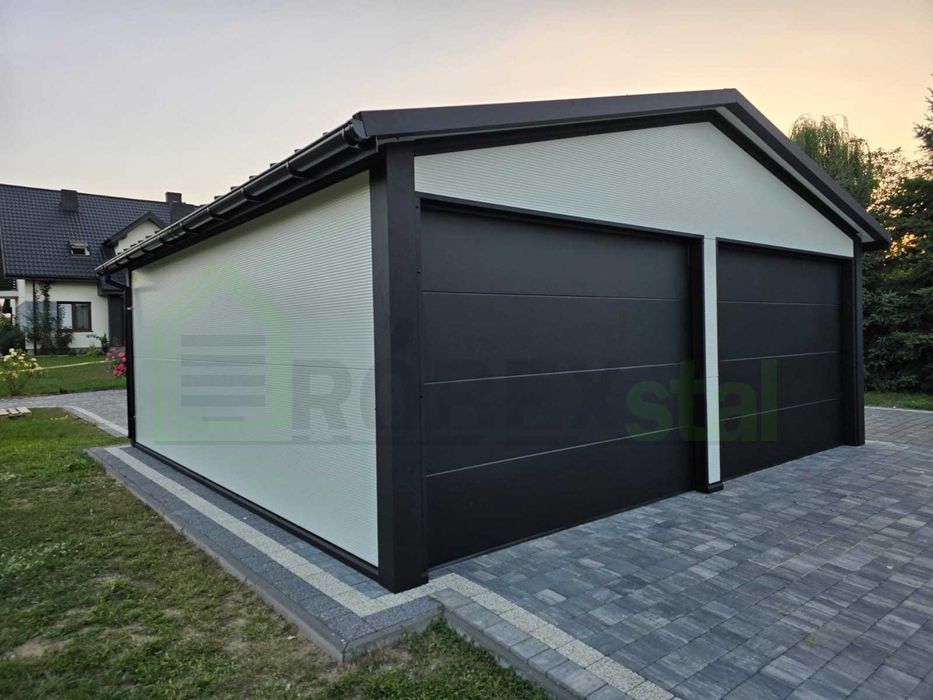 Garaż ocieplany z płyt warstwowych 4x6 + wiata 4x6 GARAŻE NA WYMIAR