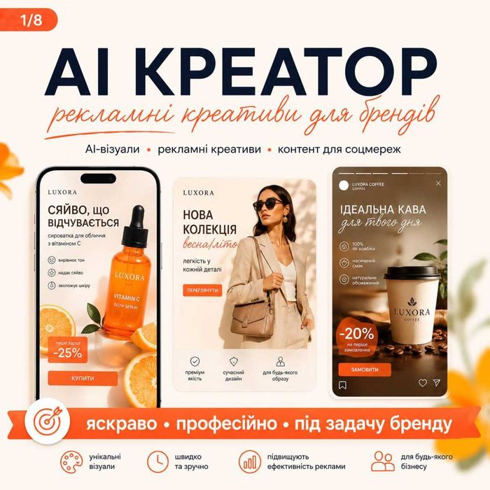 AI креатор | Рекламні креативи, банери, пости, сторіс для брендів