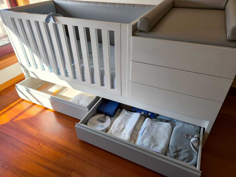 BERÇO CONVERTÍVEL de bebé + colchão + EXTRAS