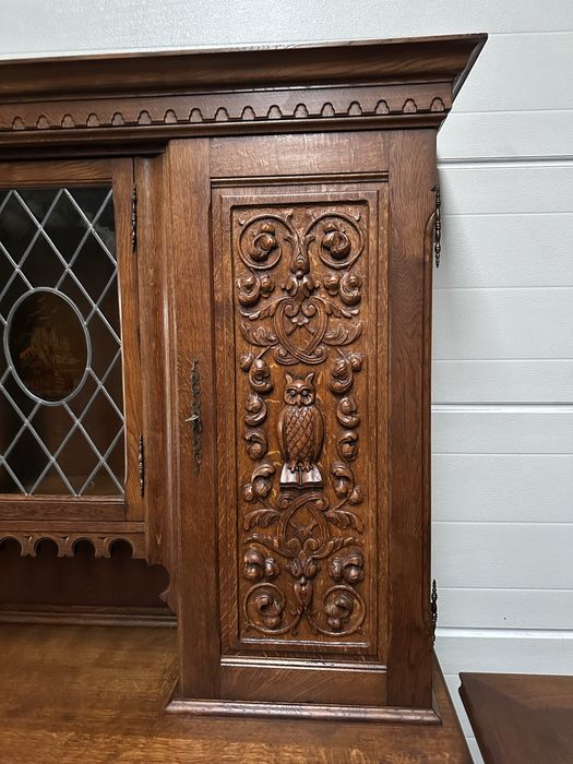 Piękny antyczny dębowy gabinet biblioteka/kredens biurko