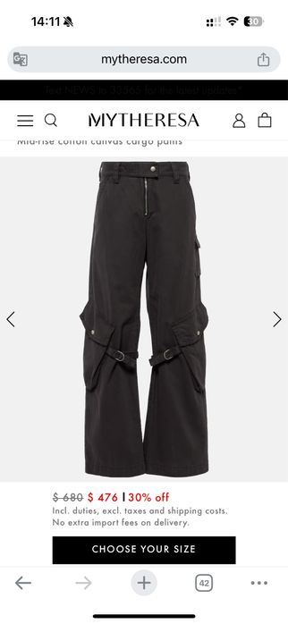 acne studios cargo canvas pants