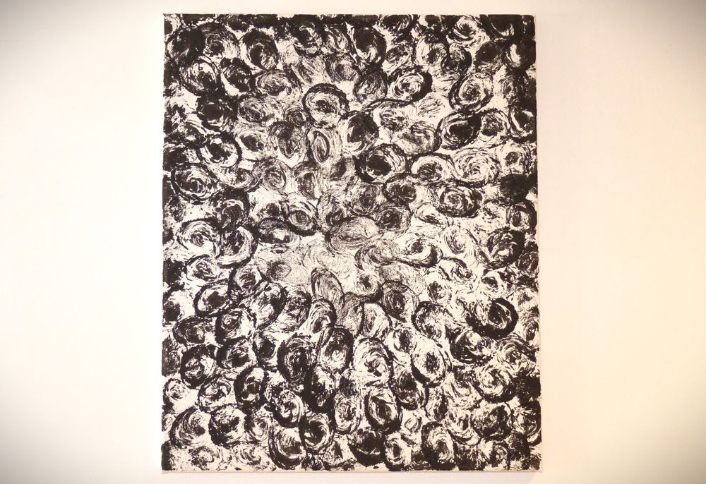 Obraz ręcznie malowany techniką stemplowania farbą 46 x38 cm