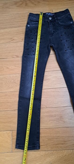 spodnie, jeansy rurki skiny, czarne, Philipp Plein, 134 czarne, per