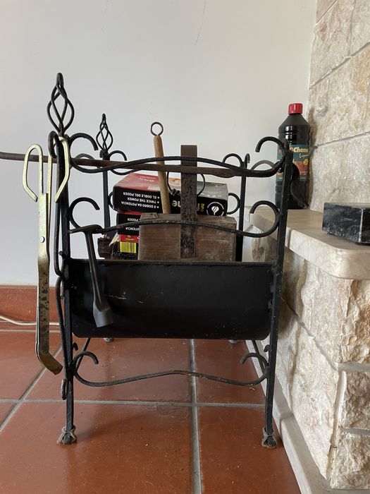 suporte de ferro forjado para lareira