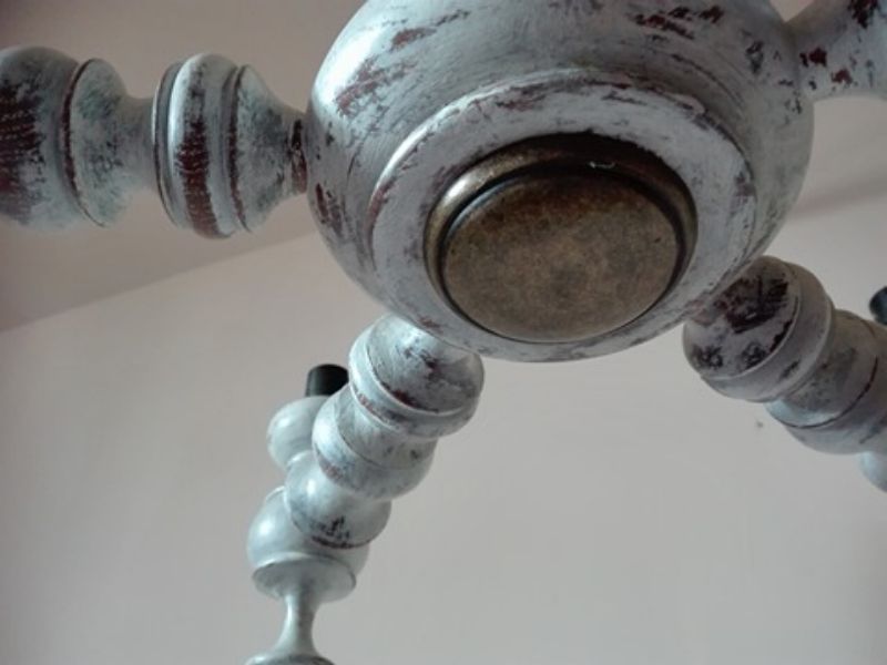 Lampa unikat 5 żarówek, drewno retro prowansja