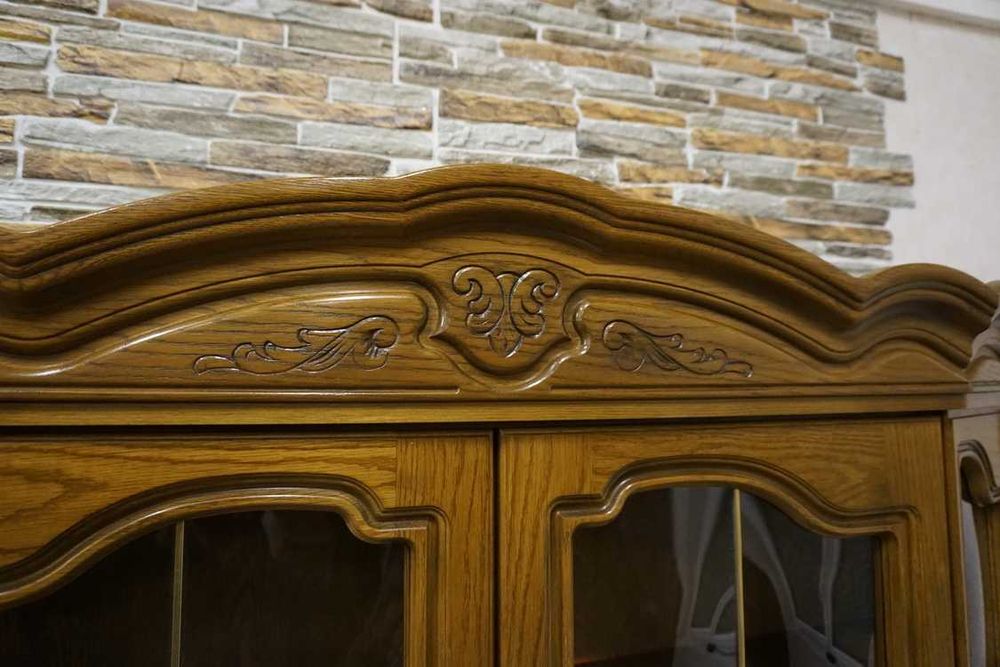 Witryna z Komodą Dębowa podświetlana 5 drzwiowa szer. 160 cm    p-1132